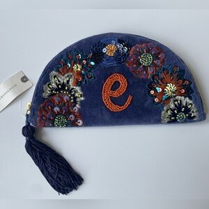 New - Anthropologie Monogramed Clutch Bag